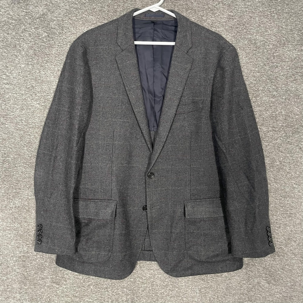 J.Crew Ludlow‎ Blazer Mens 42R Gray Plaid Wool Slim Sport Coat Robert Noble